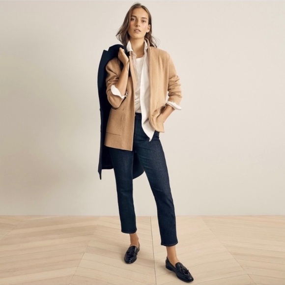 J. Crew Jackets & Blazers - J. Crew Sophie Tan Blazer Jacket Sweater Open Front Merino Wool Blend Size S